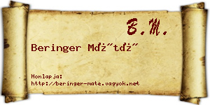 Beringer Máté névjegykártya